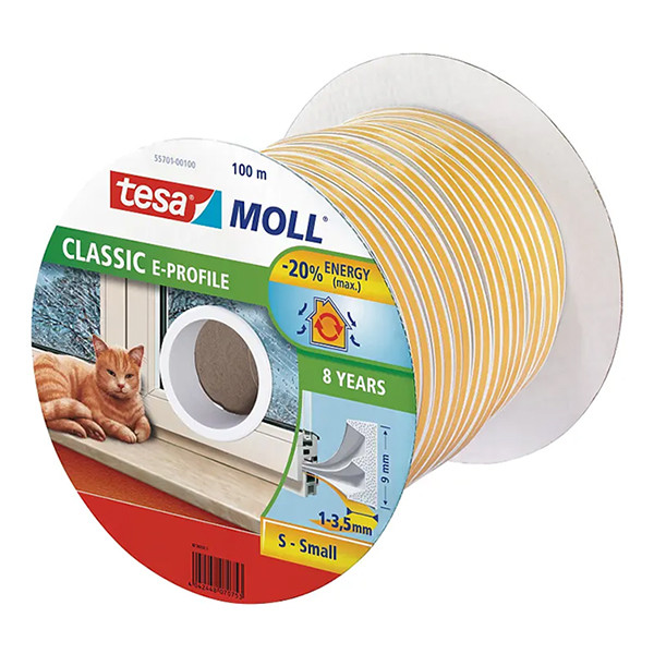 Tesa TesaMoll Classic E-profile joint d'isolation 6 m x 9 mm - blanc 05463-00120-00 203306 - 2
