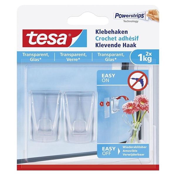 Tesa crochets adhésifs 1 kg (2 pièces) - transparent 202327 - 1
