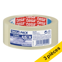 Tesa lot de 3 rubans adhésifs/d'emballage transparents 38 mm x 66 m (3 rouleaux)
