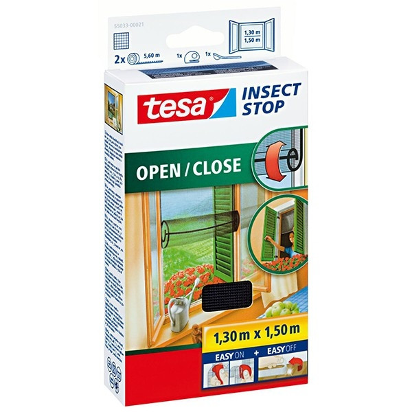 Tesa moustiquaire Insect Stop confort open/close (130 x 150 cm) - noir 55033-00021-00 STE00016 - 1