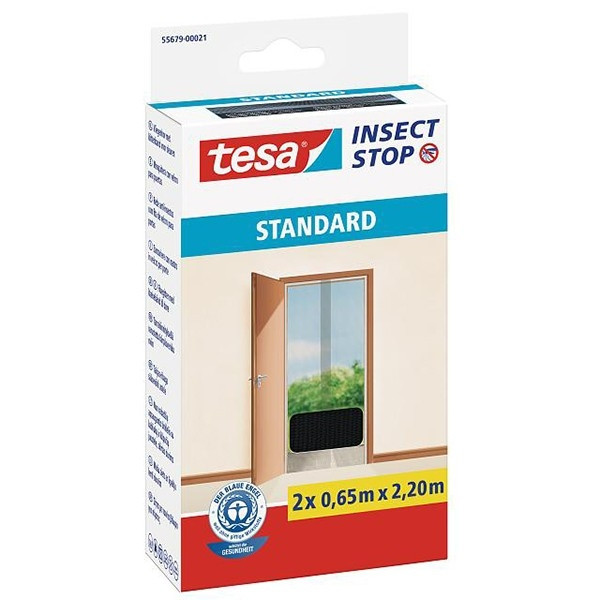 Tesa moustiquaire Insect Stop pour porte standard 2 x (65 x 220 cm) - noir 55679-00021-03 STE00022 - 1