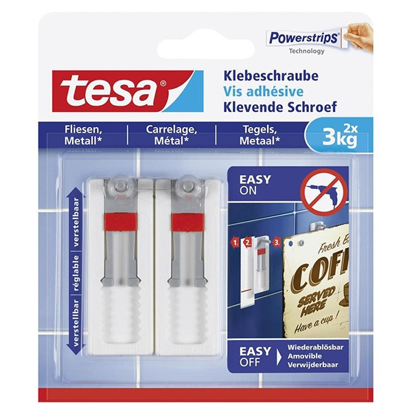 Tesa vis adhésives ajustables pour carrelage et métal 3 kg (2 vis) 77765-00000-00 202315 - 1