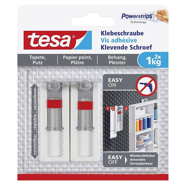Tesa vis adhésives ajustables pour surfaces sensibles 1 kg (2 vis) 202314 - 1