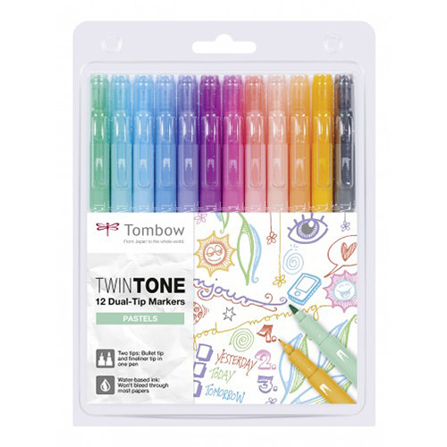 Tombow TwinTone feutres de coloriage (12 pièces) - couleurs pastel WS-PK-12P-2 241529 - 1