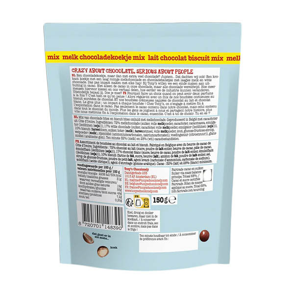 Tony's Chocolonely LiL'Bits Lait mélange de biscuits Préparation pour biscuits au chocolat au lait Tony's Chocolonely LiL'Bits (150 grammes) 137152 - 3