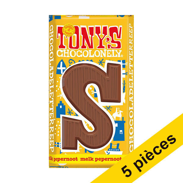 Offre: 5x Tony's Chocolonely lettre S en chocolat au lait au pain d'épices 180g 200295 - 1