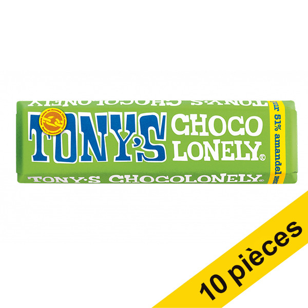 Tony's Chocolonely Offre : 10x Tony's Chocolonely barre de chocolat amandes sel de mer 47 grammes  423263 - 1