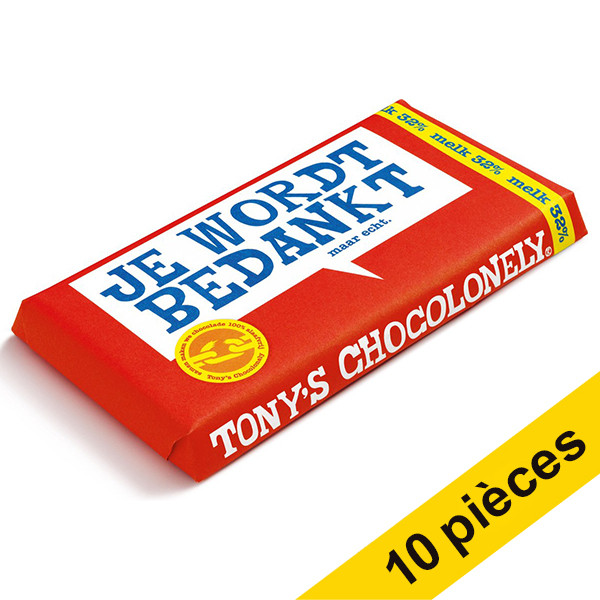 Tony's Chocolonely Offre : 10x Tony's Chocolonely barre de chocolat au lait « bedankt » 180 grammes  423296 - 1