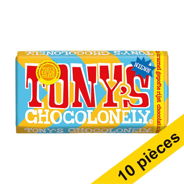 Offre : 10x Tony's Chocolonely tablette de chocolat au lait caramel rice crisp 180 grammes 137225 - 1