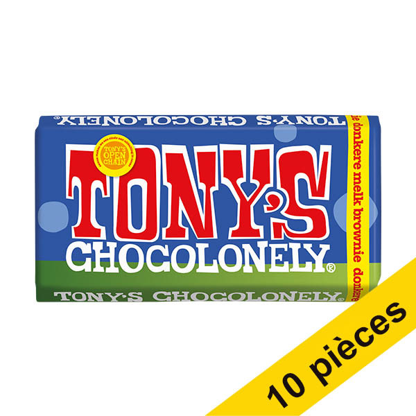 Offre : 10x Tony's Chocolonely tablette de chocolat au lait noir morceaux de brownie (180 grammes) 137219 - 1