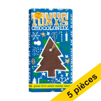 Offre : 5x Tony's Chocolonely Chocolat noir 51% menthe Candy Cane tablette de Noël 180 g