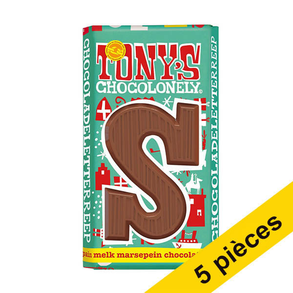 Offre : 5x Tony's Chocolonely lettre S en chocolat au lait au massepain 180g 200299 - 1