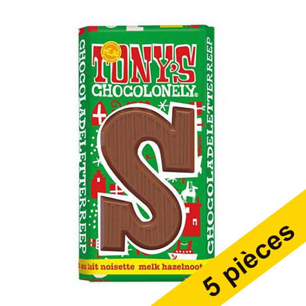 Offre : 5x Tony's Chocolonely lettre S en chocolat au lait aux noisettes 180g 200294 - 1