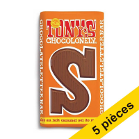 Offre : 5x Tony's Chocolonely lettre S en chocolat au lait caramel et sel de mer 180g