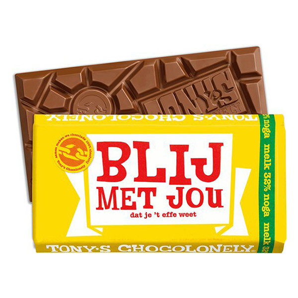 Tony's Chocolonely barre de chocolat au lait nougat « blij met jou » 180 grammes 17427 423293 - 2
