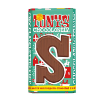 Tony's Chocolonely lettre S en chocolat au lait au massepain 180g 200284