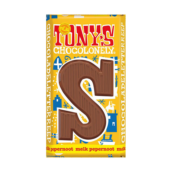 Tony's Chocolonely lettre S en chocolat au lait au pain d'épices 180g 200280 - 1