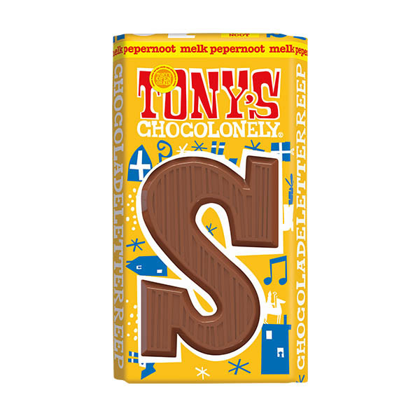 Tony's Chocolonely lettre S en chocolat au lait et aux biscuits épicés 90 g 137261 - 1