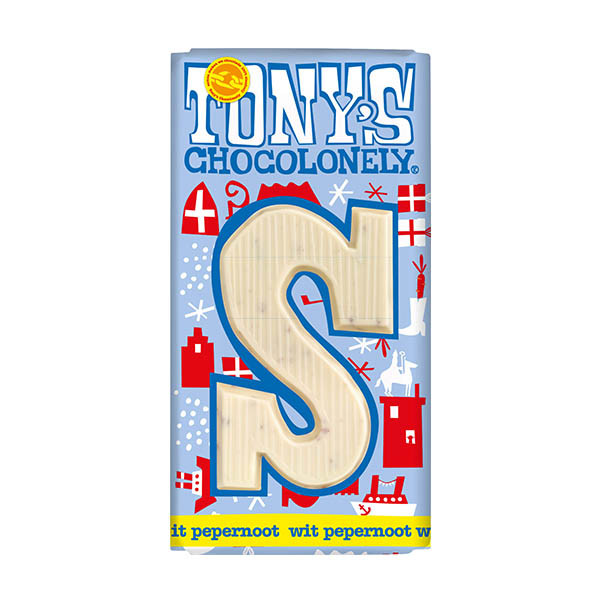 Tony's Chocolonely lettre S en chocolat blanc au pain d'épices 180g 200282 - 1