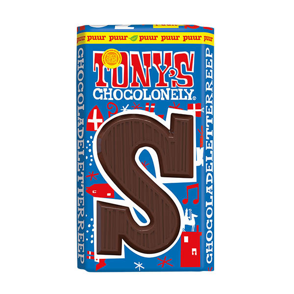 Tony's Chocolonely lettre S en chocolat noir 90g 137259 - 1