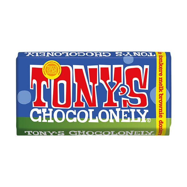 Tony's Chocolonely tablette au chocolat au lait noir morceaux de brownie aux 180 grammes 137218 - 1