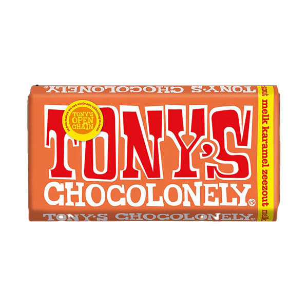 Tony's Chocolonely tablette de chocolat au caramel et sel de mer 180 grammes 137170 - 1