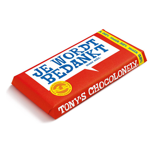 Tony's Chocolonely tablette de chocolat au lait « bedankt » 180 grammes 423292 - 1