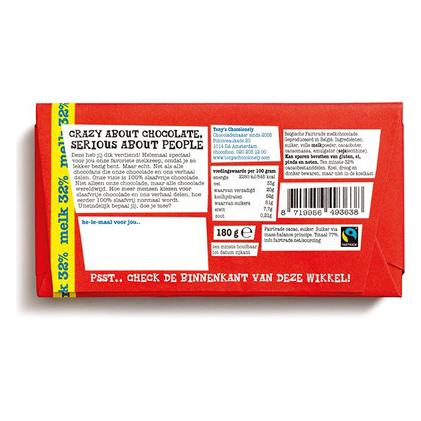 Tony's Chocolonely tablette de chocolat au lait « bedankt » 180 grammes 423292 - 4