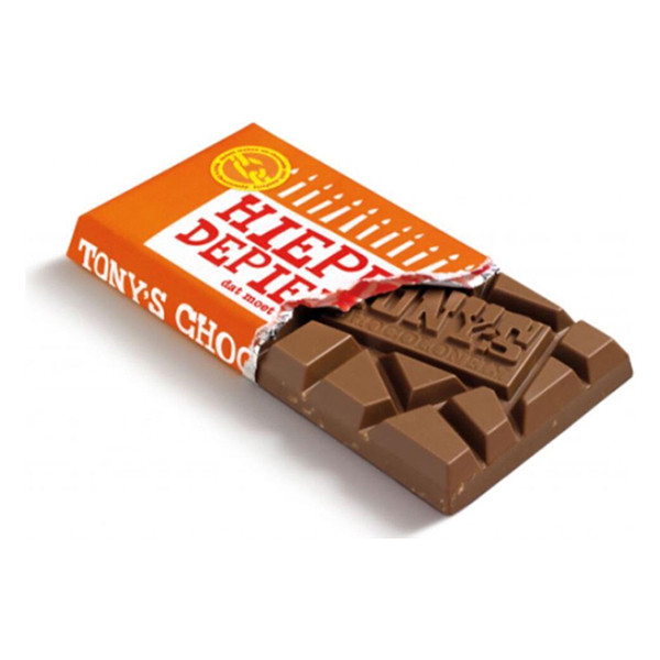Tony's Chocolonely tablette de chocolat au lait caramel sel de mer « hieper de pieper » 180 grammes 423291 - 3