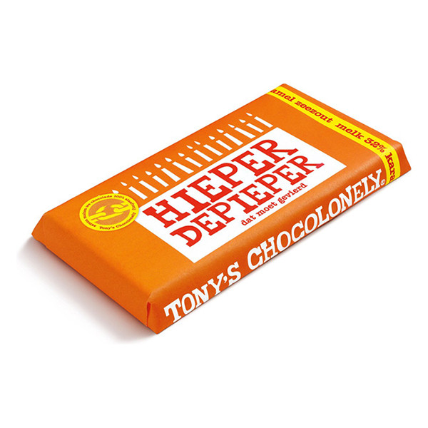 Tony's Chocolonely tablette de chocolat au lait caramel sel de mer « hieper de pieper » 180 grammes 423291 - 1