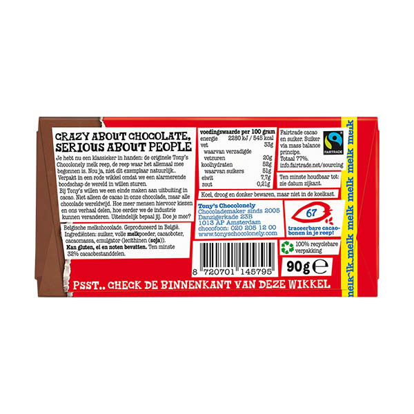 Tony's Chocolonely tablette de chocolat au lait de 90 grammes 137232 - 3