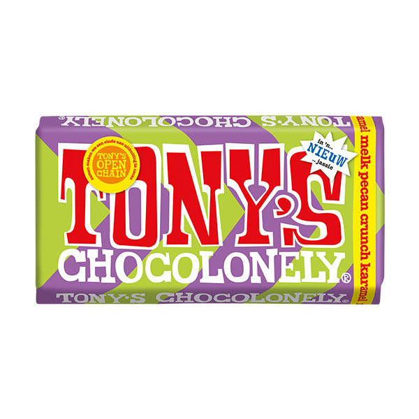 Tony's Chocolonely tablette de chocolat au lait pecan crunch caramel 180 grammes 137220 - 1