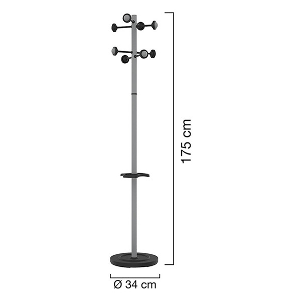 Unilux Accueil porte-manteau (8 crochets) - gris métallisé 100340698 237803 - 2