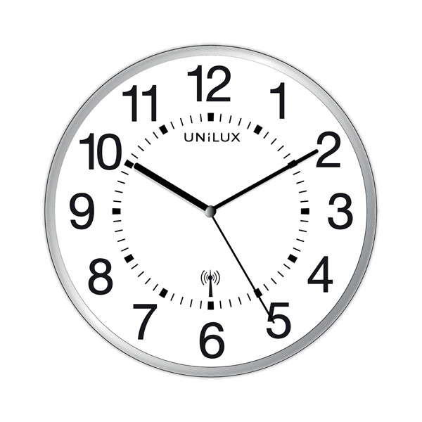 Unilux horloge murale radiocommandée en plastique avec cadran blanc (Ø 30 cm) - noir 400094562 237812 - 1