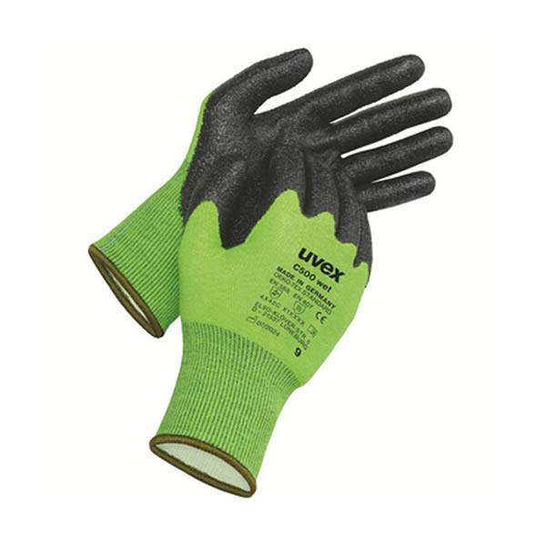 Uvex C500 Wet gant de travail résistant aux coupures taille 9/L (10 paires) - anthracite/citron vert 19143509 SUV00015 - 1