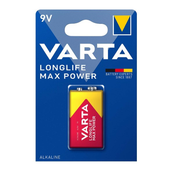 Varta Longlife Max Power 9V / 6LR61 / E-Block pile alcaline (1 pièce) AVA00449 - 1