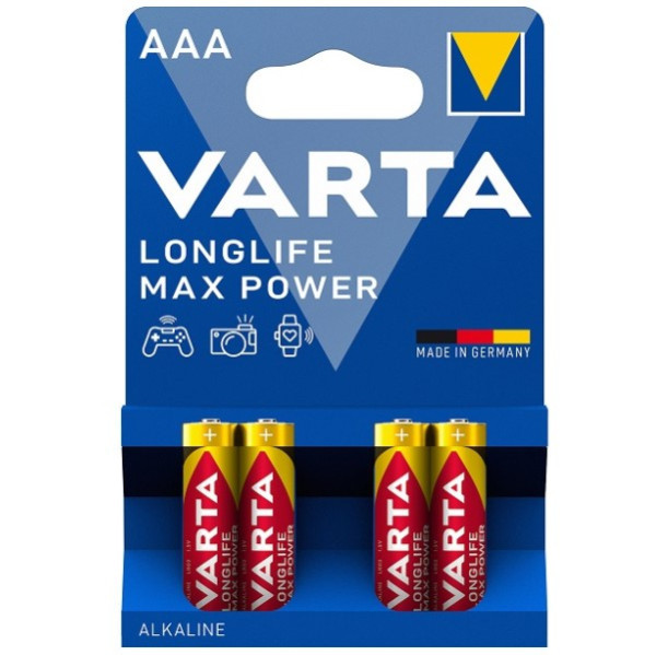 Varta Longlife Max Power AAA / MN2400 / LR03 pile alcaline (4 pièces, 1220 mAh) AVA00174 - 1