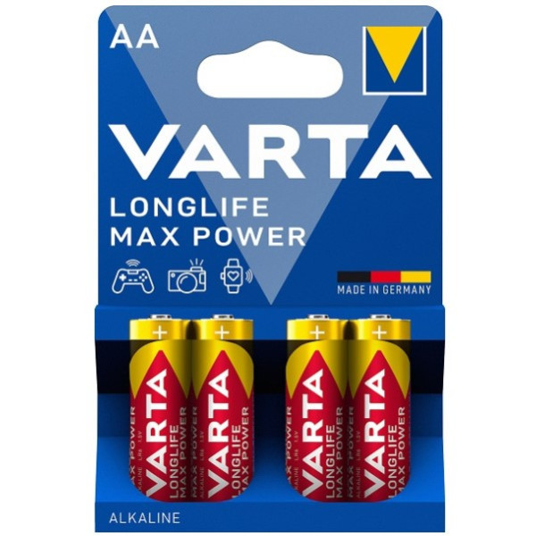 Varta Longlife Max Power AA / MN1500 / LR06 pile alcaline (4 pièces, 2900 mAh) AVA00165 - 1