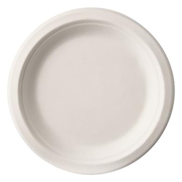 White label Assiette jetable en canne à sucre 23 cm (50 pièces) - blanc PS81327 423124 - 1