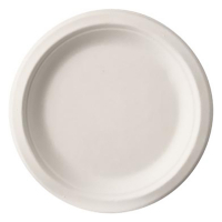 White label Assiette jetable en canne à sucre 23 cm (50 pièces) - blanc PS81327 423124