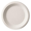 Assiette jetable en canne à sucre 23 cm (50 pièces) - blanc