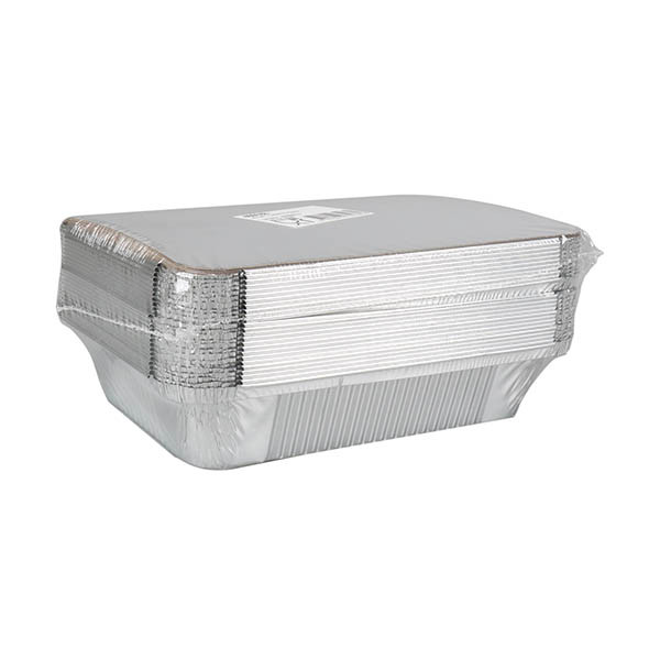Barquette snack pour festival en aluminium avec couvercle en carton 210 x 150 x 40 mm (25 pièces) 423554 - 3