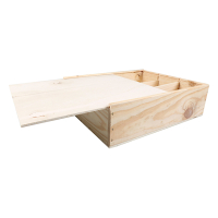 White label Boîte coulissante pour 3 bouteilles avec couvercle en bois 360 x 296 x 96 mm (5 pièces) 479006 402924