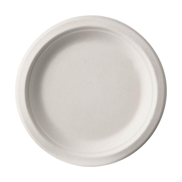 Conpax Pure assiette jetable en canne à sucre 23 cm (50 pièces) - blanc 402979 - 1