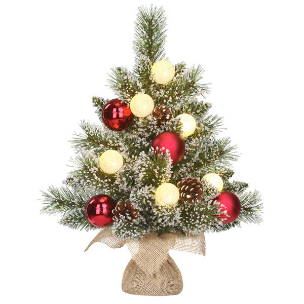 Glendon sapin de Noël artificiel enneigé 45 cm avec 8 lumières LBB00096 - 1