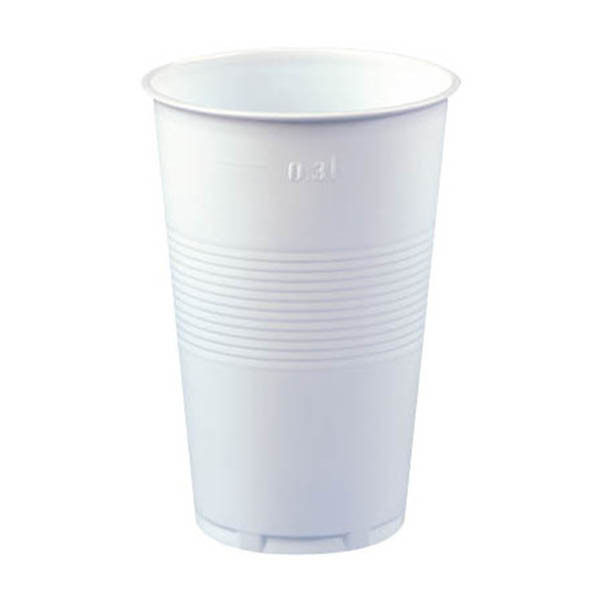 Gobelet jetable en plastique 300 ml (100 pièces) - blanc 402993 - 1