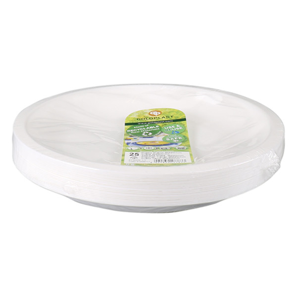 White label Goldplast assiette réutilisable 22 cm (25 pièces) - blanc 244081 402747 - 2