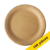 Offre: 5x Conpax Pure assiette jetable en carton 23 cm (20 pièces) - brun