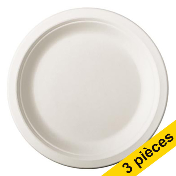 Offre : 3x assiette jetable en canne à sucre 18 cm (50 pièces) - blanc 423149 - 1