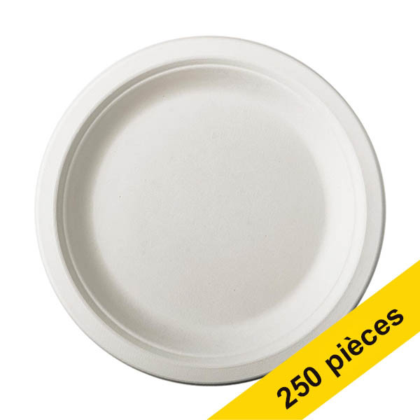 Offre : 5x Conpax Pure assiette jetable en canne à sucre 18 cm (50 pièces) - blanc 402978 - 1